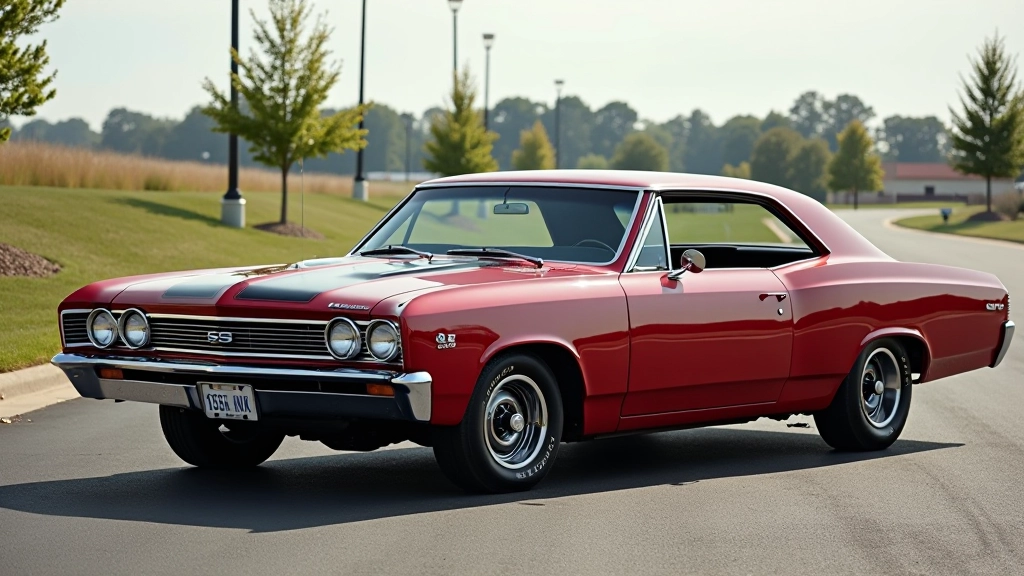 Wide stance and aggressive side profile of 1960s muscle car showing extended wheelbase and muscular body curves